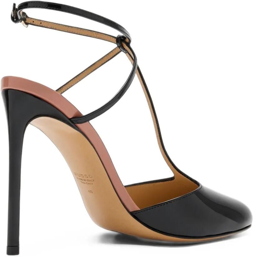 Francesco Russo patent-leather T-bar hell pumps Zwart - Foto 2