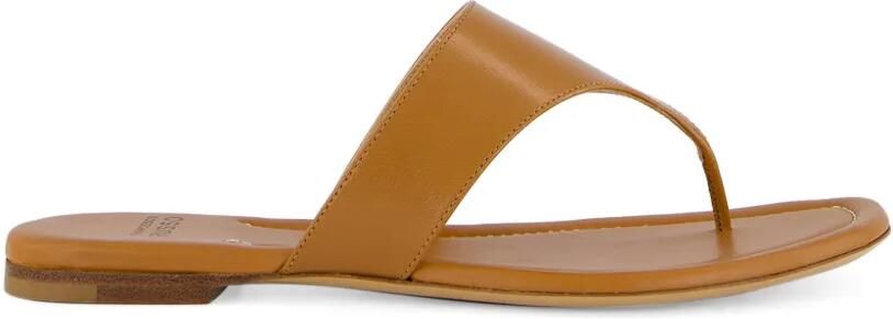 Francesco Russo Platte leren sandalen Bruin