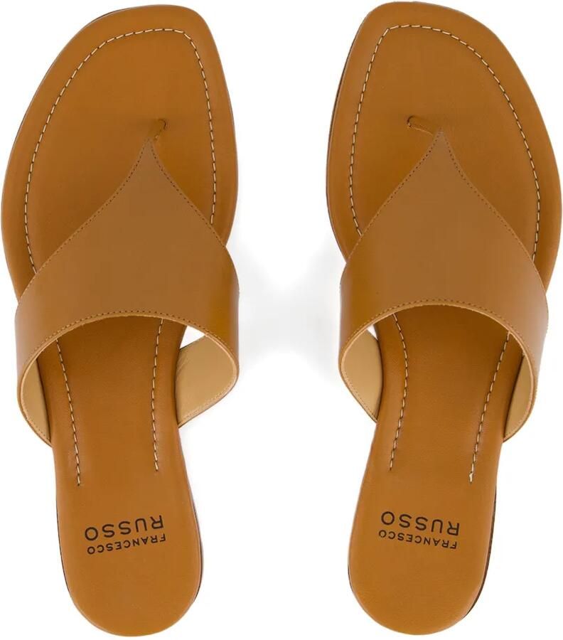 Francesco Russo Platte leren sandalen Bruin - Foto 2