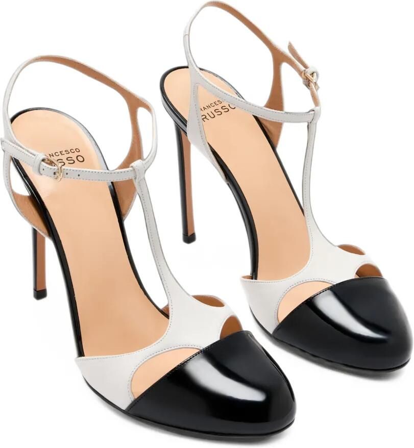 Francesco Russo T-bar cutout heel pumps Wit - Foto 2