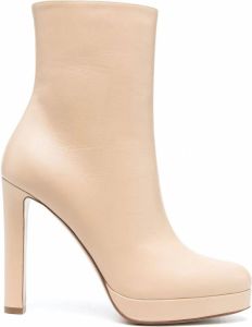 Francesco Russo Leren enkellaarzen Beige