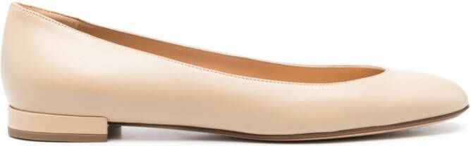 Francesco Russo Leren ballerina's Beige