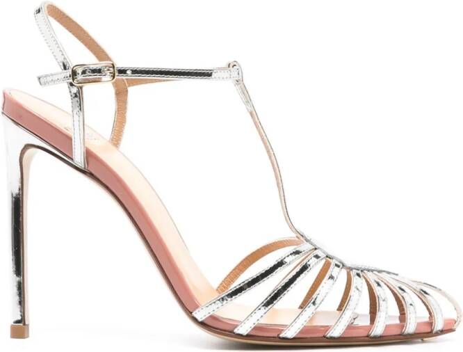 Francesco Russo Leren sandalen Zilver