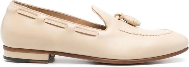 Francesco Russo tassel leather loafers Beige