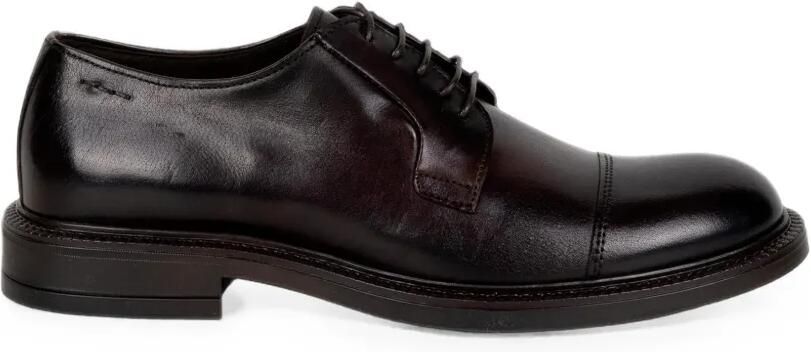 FRANCO FEDELE Leren derby schoenen met bewerkte neus Bruin