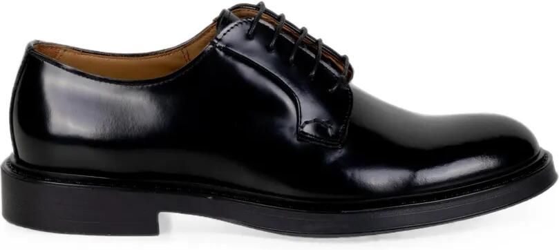 FRANCO FEDELE Gepolijste leren derby schoenen Zwart