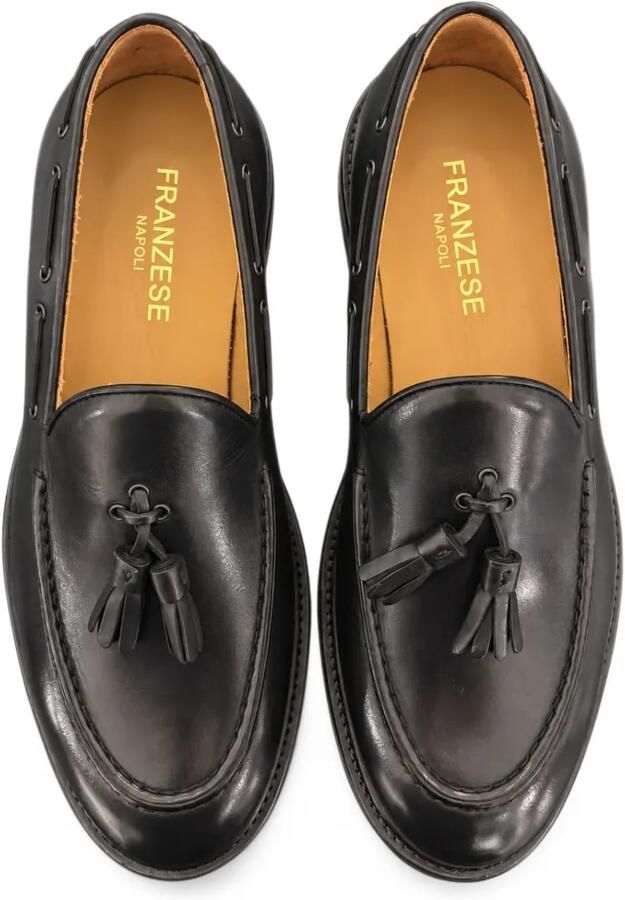 FRANZESE COLLECTION Beckham leren loafers met kwastje Zwart - Foto 3