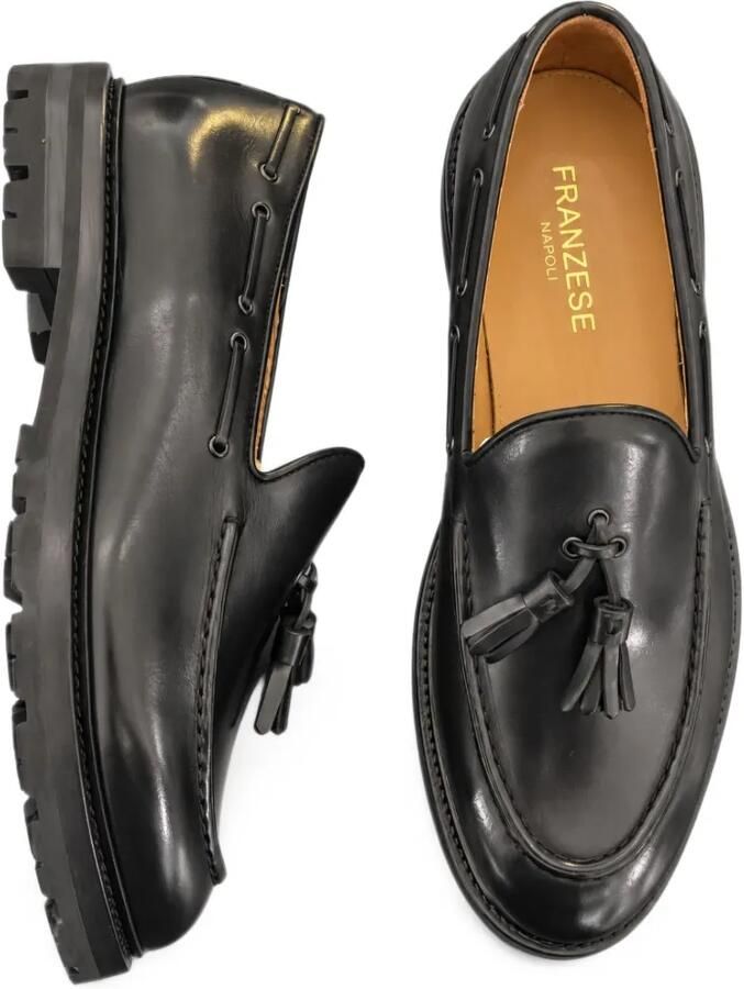 FRANZESE COLLECTION Beckham leren loafers met kwastje Zwart - Foto 2