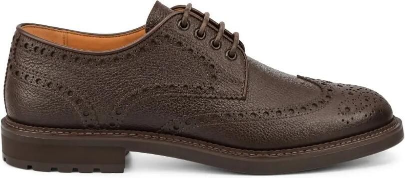 FRANZESE COLLECTION Brogue derby veterschoenen van leer met textuur Bruin