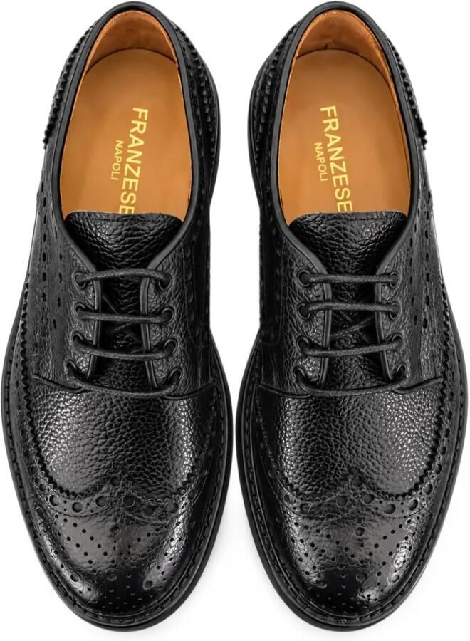 FRANZESE COLLECTION Dandy Rolls Royce brogue derby veterschoenen van leer met textuur Zwart - Foto 3