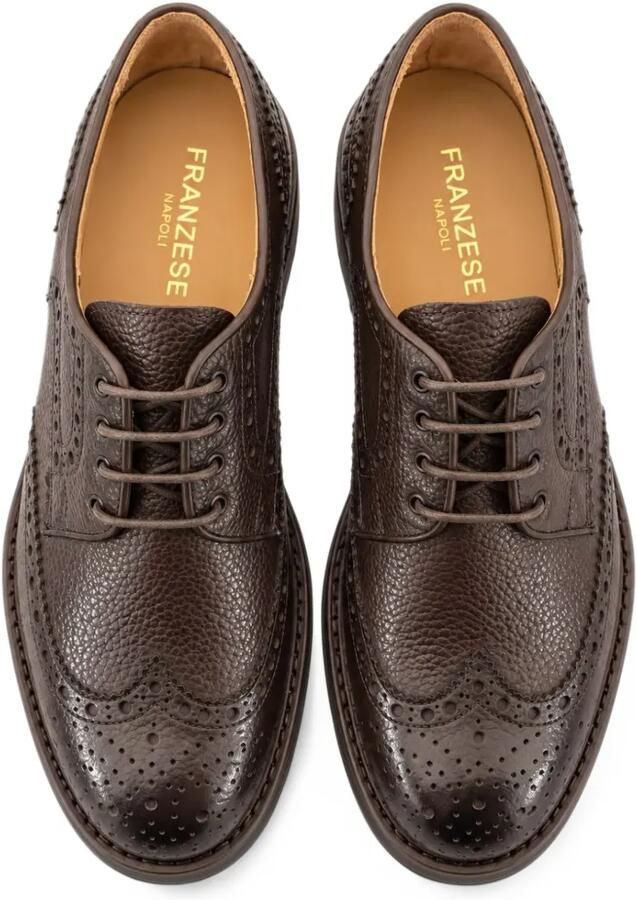 FRANZESE COLLECTION Brogue derby veterschoenen van leer met textuur Bruin - Foto 3