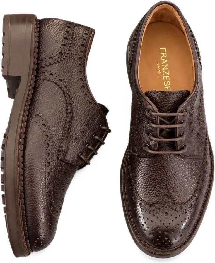 FRANZESE COLLECTION Brogue derby veterschoenen van leer met textuur Bruin - Foto 2