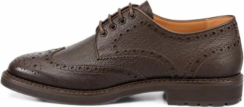 FRANZESE COLLECTION Brogue derby veterschoenen van leer met textuur Bruin - Foto 4