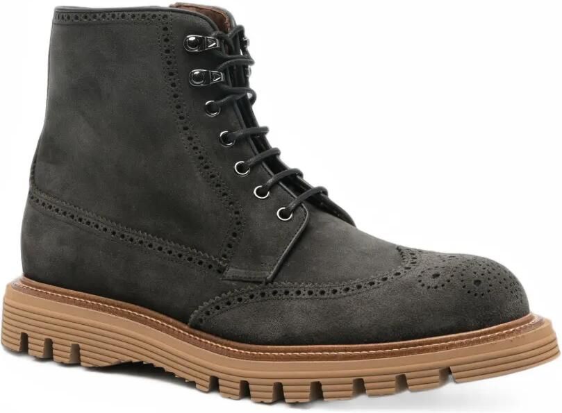 Fratelli Rossetti brogue-detail suede boots Grijs