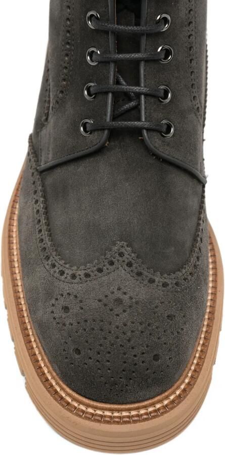Fratelli Rossetti brogue-detail suede boots Grijs - Foto 3