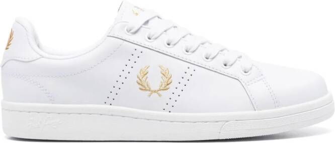 Fred Perry embroidered-logo leather sneakers Wit