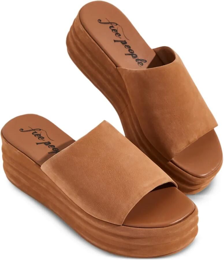 Free People Harbor sandalen met plateauzool Bruin - Foto 2