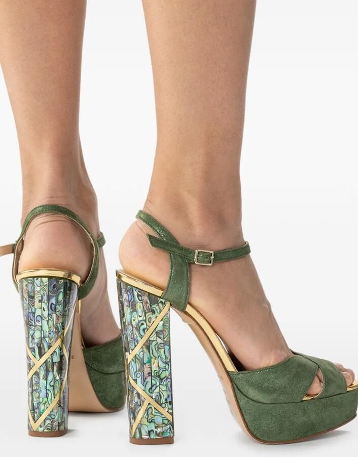 FREYA ROSE Cher sandalen met blokhak Groen - Foto 3
