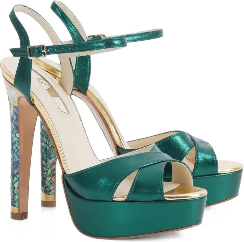 FREYA ROSE Cleopatra pearl-heel platform sandals Groen - Foto 3