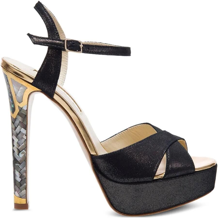 FREYA ROSE Cleopatra sandalen met verfraaide hak Zwart