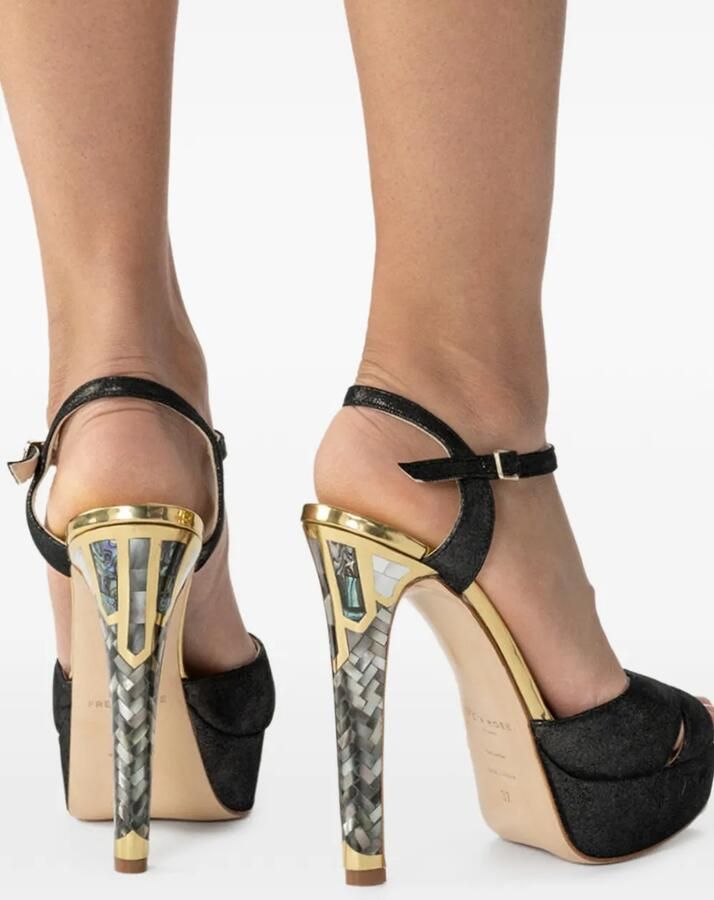 FREYA ROSE Cleopatra sandalen met verfraaide hak Zwart - Foto 5