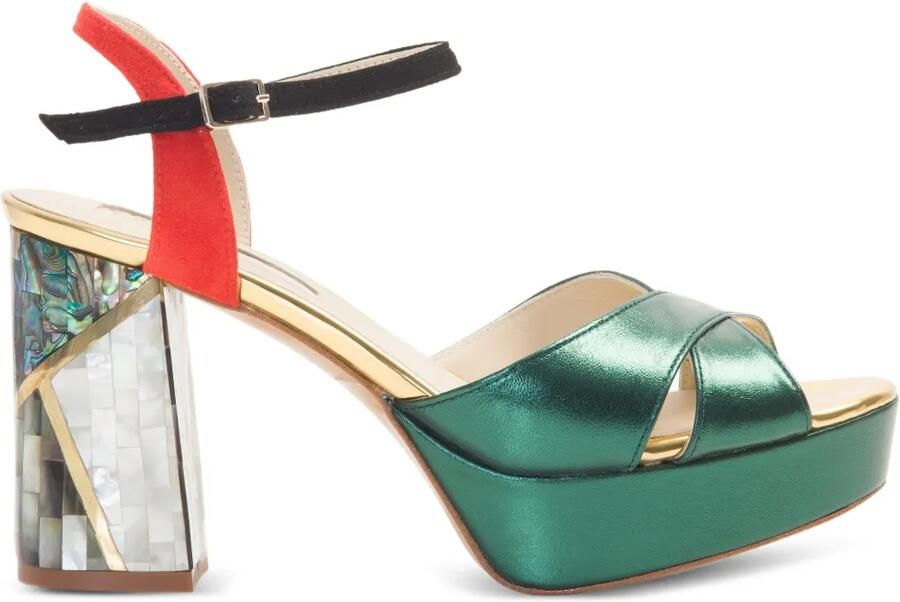 FREYA ROSE Kami sandalen met gekruiste bandjes Groen