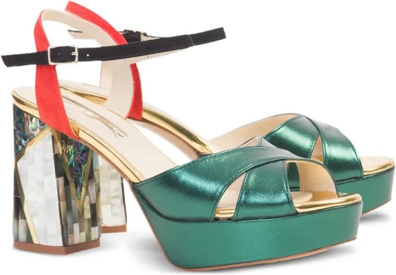 FREYA ROSE Kami sandalen met gekruiste bandjes Groen - Foto 3