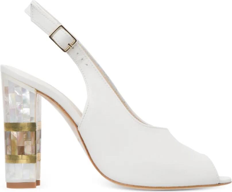 FREYA ROSE Zara sandalen met open neus en parel Wit