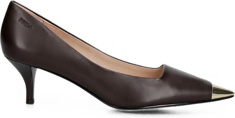 Furla Leren pumps met metalen afwerking Bruin