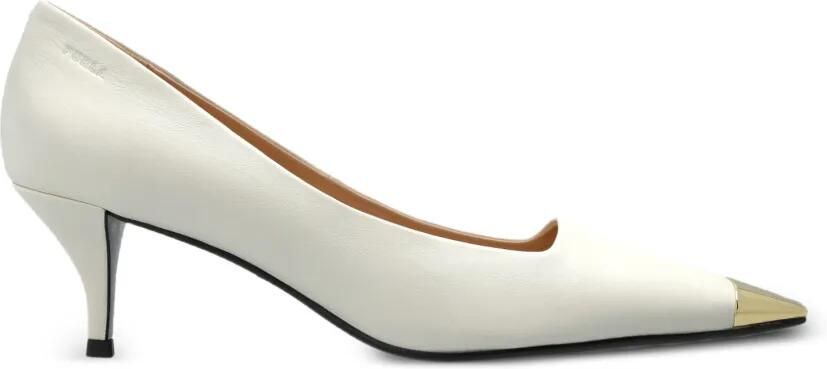 Furla Leren pumps met metalen neus Beige