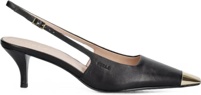 Furla Slingback pumps met metalen neus Zwart