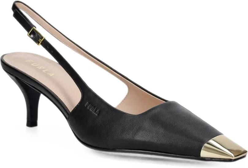 Furla Slingback pumps met metalen neus Zwart - Foto 2