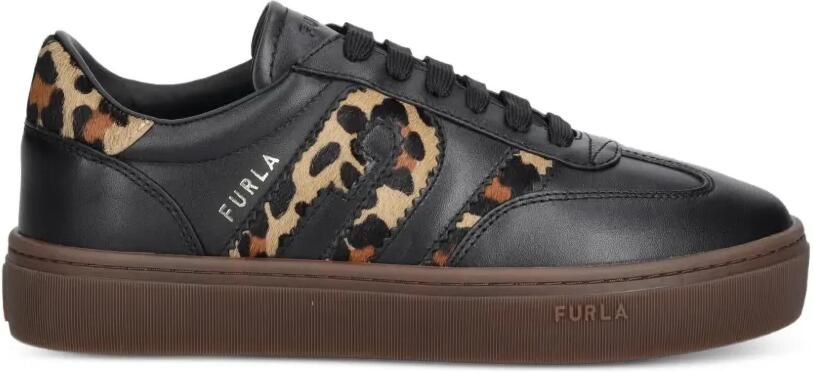 Furla Sneakers met luipaardprint en vlakken Zwart