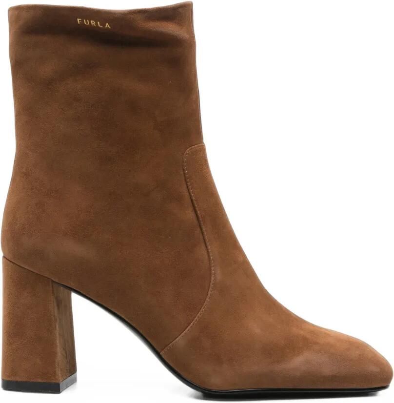 Furla Suède enkellaarzen Bruin