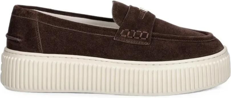 Furla Suède loafers met plateauzool Bruin