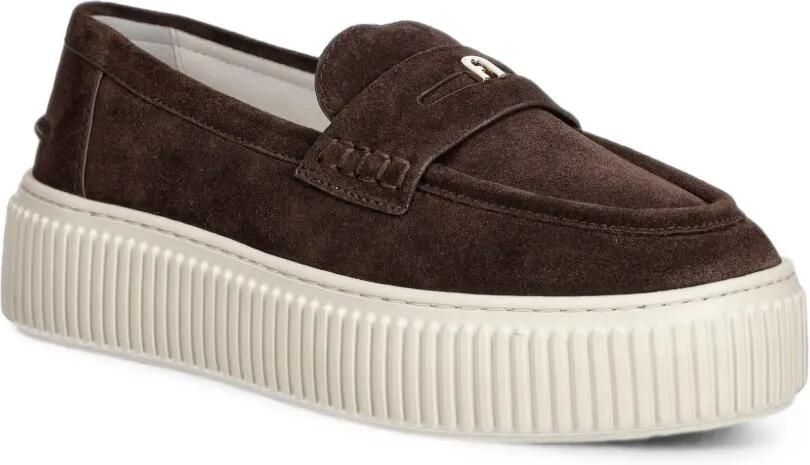 Furla Suède loafers met plateauzool Bruin - Foto 3