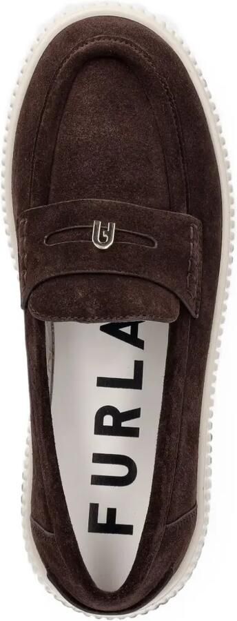Furla Suède loafers met plateauzool Bruin - Foto 4