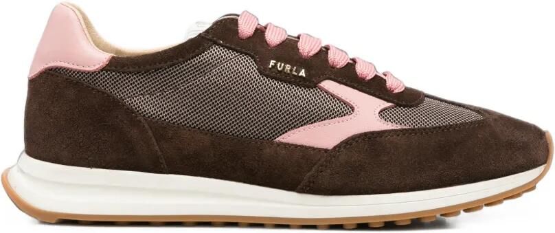 Furla Suède mesh sneakers Bruin