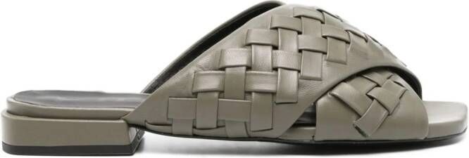 Furla Gerla geweven leren muiltjes Groen