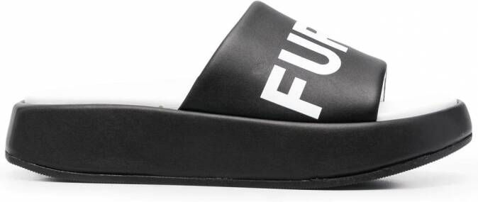 Furla Slippers met logoprint Zwart