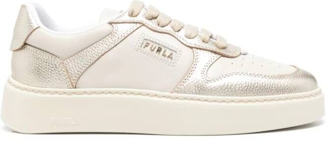 Furla sport low-top leather sneakers Beige