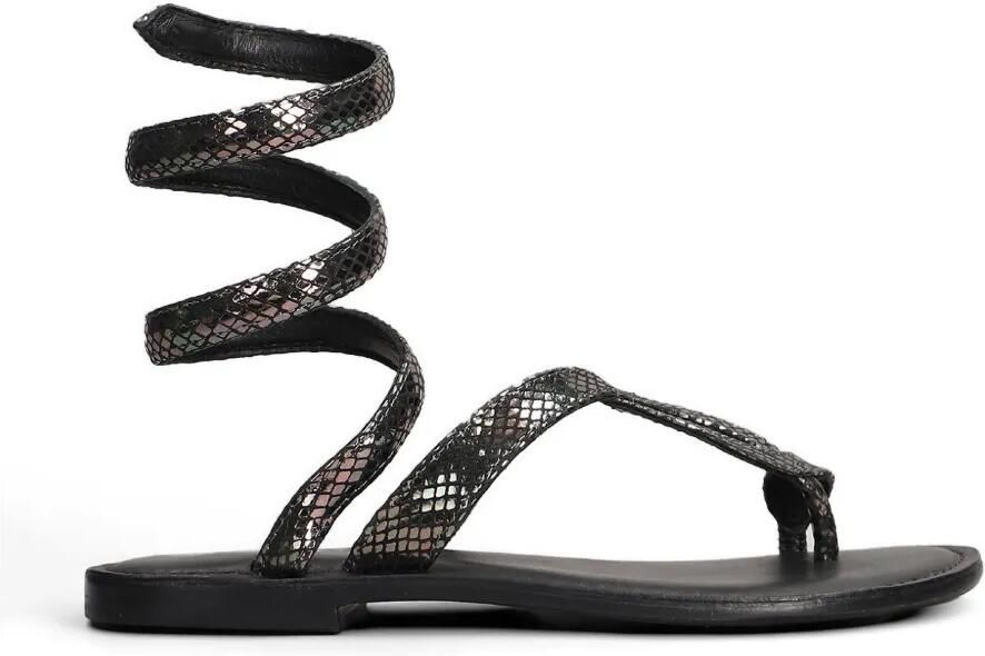 FUSION Gewikkelde sandalen met slangenleer-effect Zwart