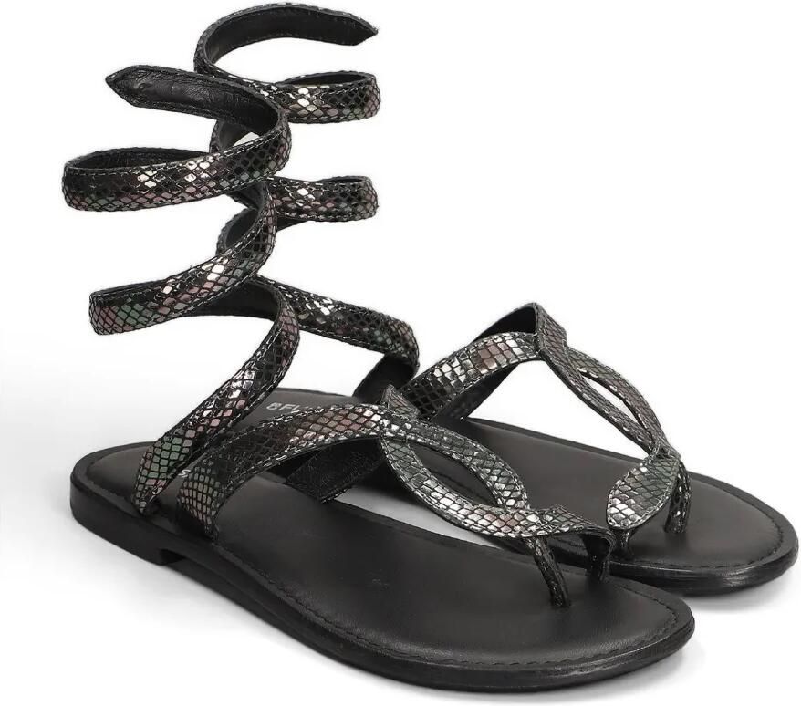 FUSION Gewikkelde sandalen met slangenleer-effect Zwart - Foto 4