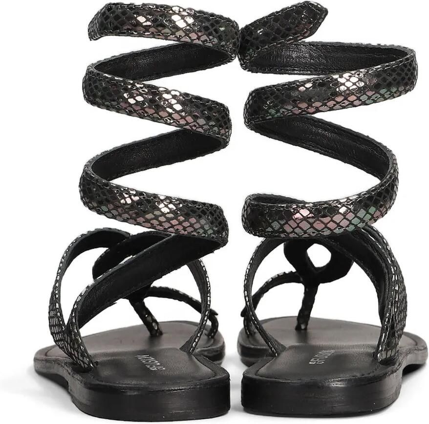 FUSION Gewikkelde sandalen met slangenleer-effect Zwart - Foto 3