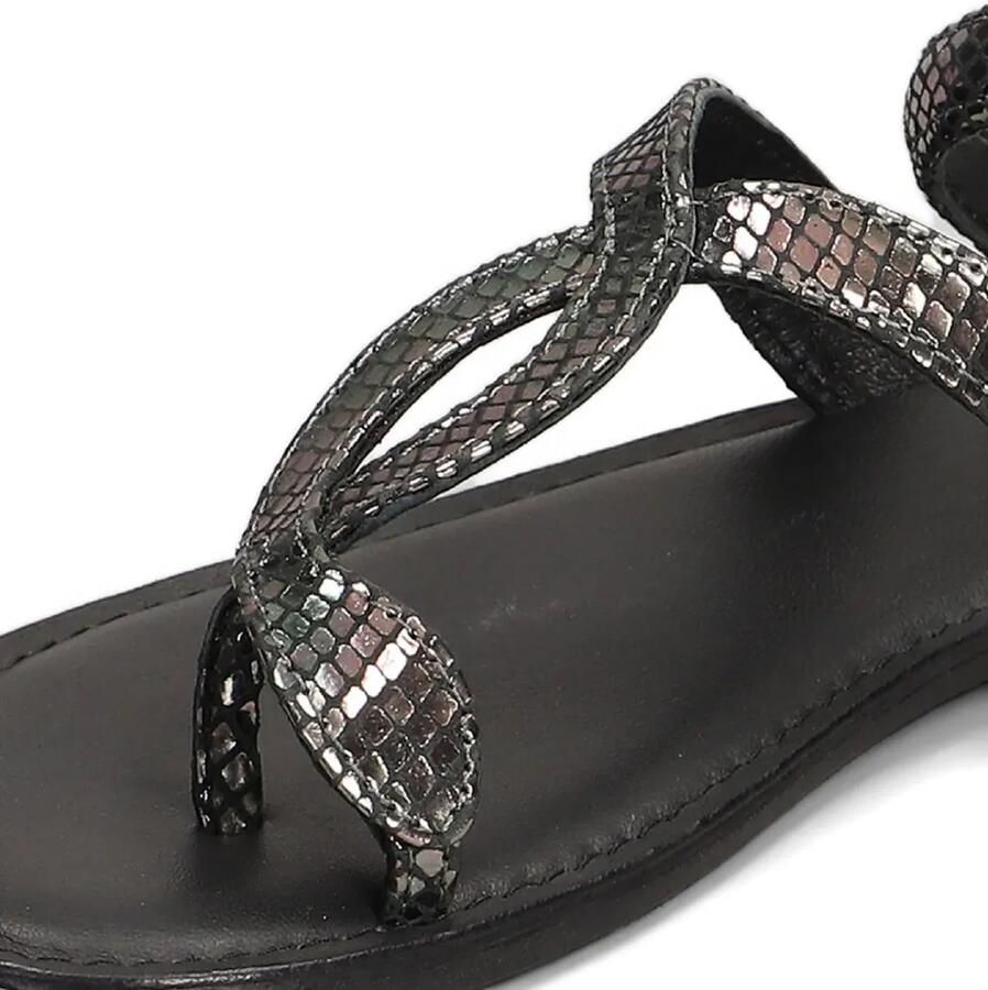 FUSION Gewikkelde sandalen met slangenleer-effect Zwart - Foto 2