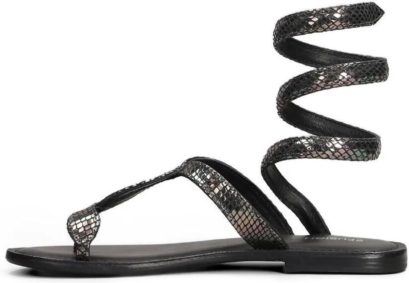 FUSION Gewikkelde sandalen met slangenleer-effect Zwart - Foto 5