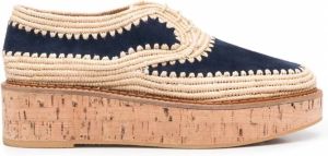 Gabriela Hearst x Clergerie Louis platforms met raffia afwerking Blauw