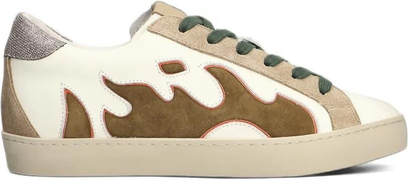 Gamin Dopamine leren sneakers met vlammen-patch Wit
