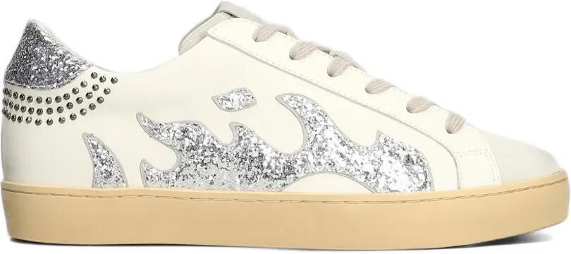 Gamin Dopamine sneakers met studs en glittervlammen Wit