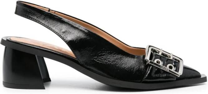 GANNI 50 mm slingback pumps met eyelet-detail Zwart